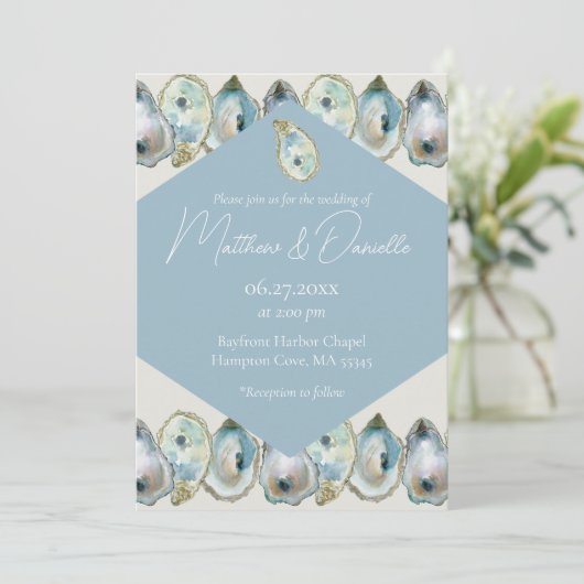 Watercolor Oyster Einladung (Stehend Vorderseite)