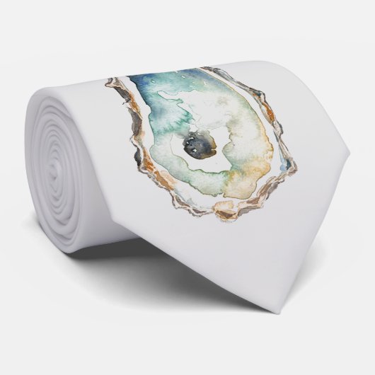 Watercolor Oyster Kunst, Dichtung und Musik Krawatte (Gerollt)