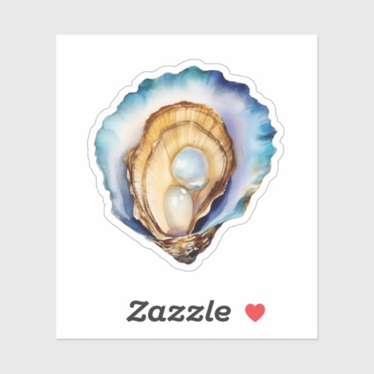 Watercolor Oyster Shell Custom-Cut Vinyl Sticker (Blatt)