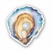 Watercolor Oyster Shell Custom-Cut Vinyl Sticker (Vorderseite)