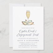 Watercolor Oysters & Champagner Engagement Party Einladung (Vorderseite)