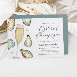 Watercolor Oysters & Champagner Engagement Party Einladung