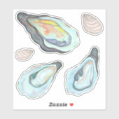 Watercolor Oysters Kiss Cut Vinyl Aufkleber (Blatt)