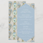 Watercolor Oysters Wedding- Light Blue Flat Menu Menükarte (Vorne/Hinten)