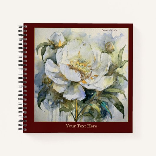 Watercolor Paeonia Officinalis Notebook #2 Notizblock (Vorderseite)