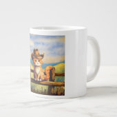 Watercolor Painted Cat Dad Jumbo-Tasse (Vorderseite Rechts)