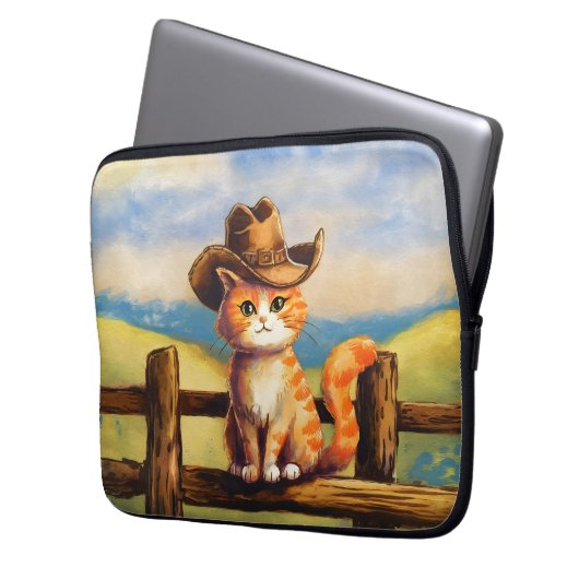 Watercolor Painted Cat Dad Laptopschutzhülle (Vorderseite Links)