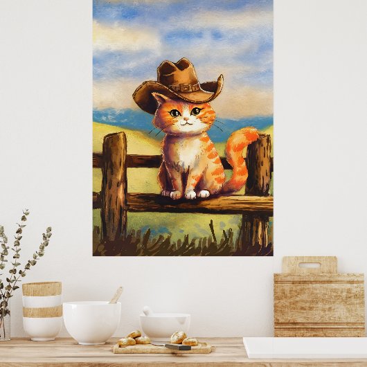 Watercolor Painted Cat Dad Poster (Küche)