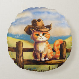 Watercolor Painted Cat Dad Rundes Kissen