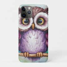Watercolor painted cute owl