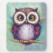 Watercolor painted cute owl