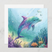 Watercolor painted dolphin einladung (Vorne/Hinten)