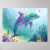 Watercolor painted dolphin poster (Vorne)