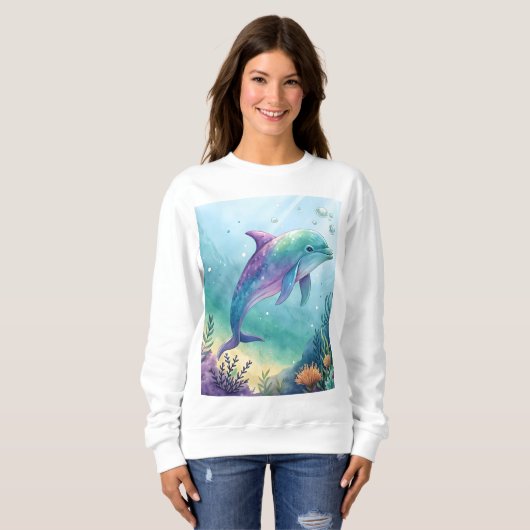 Watercolor painted dolphin sweatshirt (Vorne ganz)