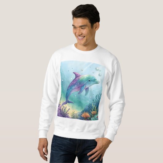 Watercolor painted dolphin sweatshirt (Vorne ganz)