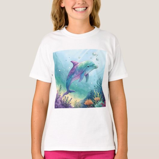 Watercolor painted dolphin T-Shirt (Vorderseite)