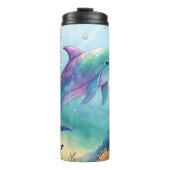 Watercolor painted dolphin thermosbecher (Vorderseite)