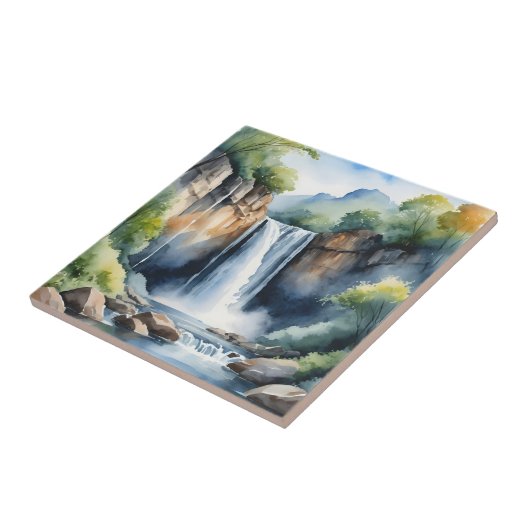 Watercolor painted waterfall fliese (Seite)