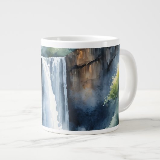Watercolor painted waterfall Jumbo-Tasse (Vorderseite Rechts)