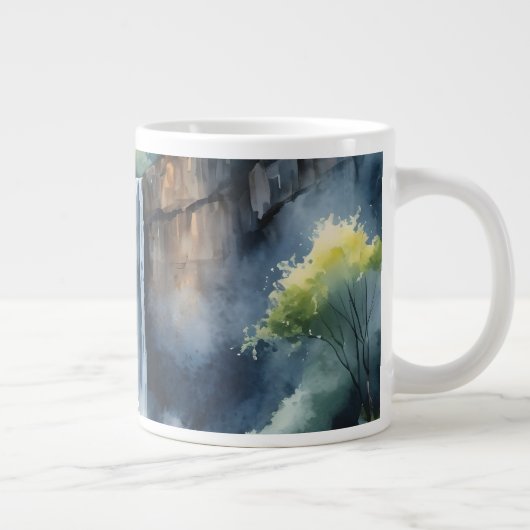 Watercolor painted waterfall Jumbo-Tasse (Rechts)