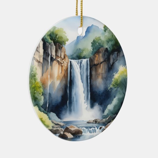 Watercolor painted waterfall keramik ornament (Rechts)