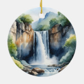 Watercolor painted waterfall keramik ornament (Hinten)