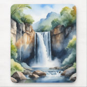 Watercolor painted waterfall mousepad (Vorne)