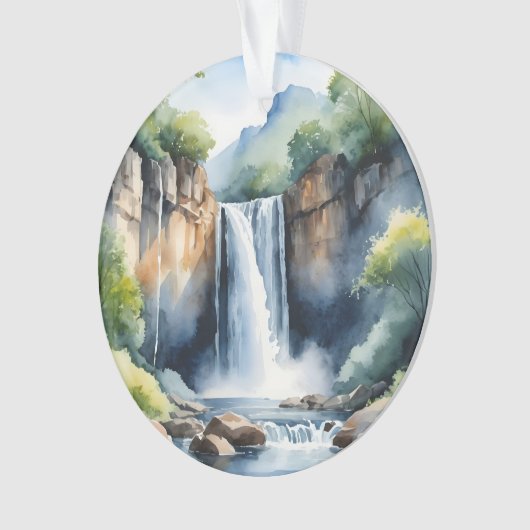 Watercolor painted waterfall ornament (Vorderseite)