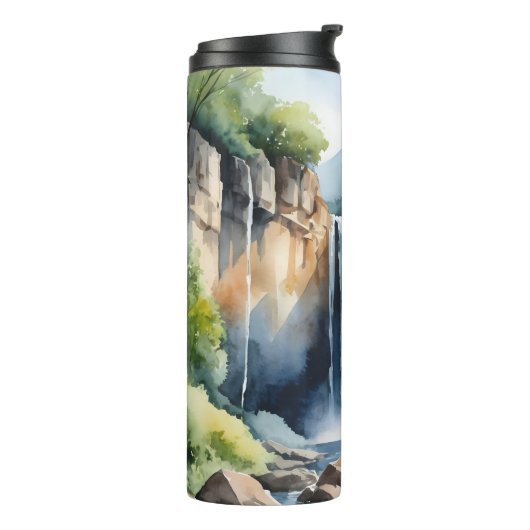 Watercolor painted waterfall thermosbecher (Nach links gedreht)