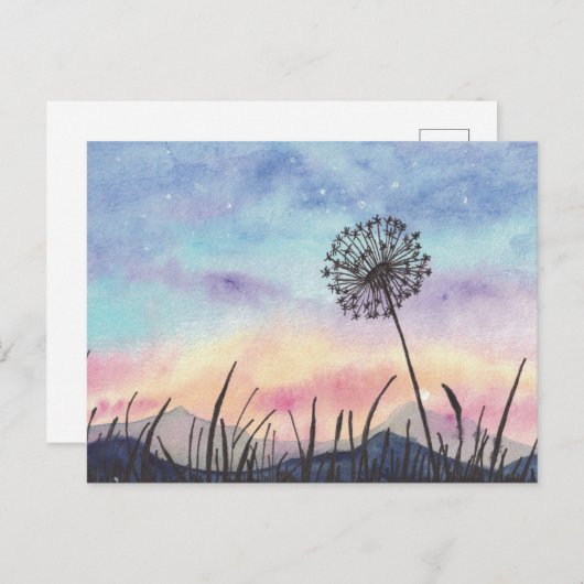 Watercolor Painting Dandelion Postkarte (Vorne/Hinten)