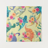 Watercolor painting dinosaurs pattern. Seamless ba Wandteppich (Vorderseite (Horizontal))