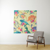 Watercolor painting dinosaurs pattern. Seamless ba Wandteppich (Beispiel)