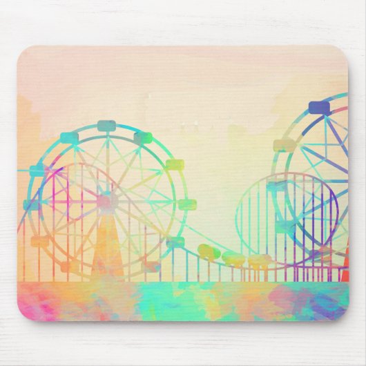 Watercolor Painting Ferris Wheel Fairground Art Mousepad (Vorne)