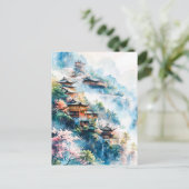 Watercolor painting of Chinese temples  Postkarte (Stehend Vorderseite)