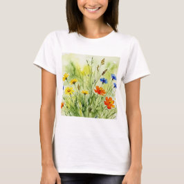 Watercolor painting of wildflowers and plants T-Shirt