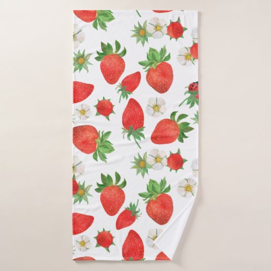 Watercolor painting Seamless pattern of strawberri Badehandtuch (Badehandtuch)