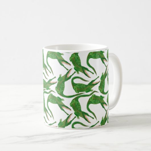Watercolor painting seamless pattern with crocodil kaffeetasse (VorderseiteRechts)