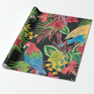 Watercolor painting seamless pattern with parrots  geschenkpapier