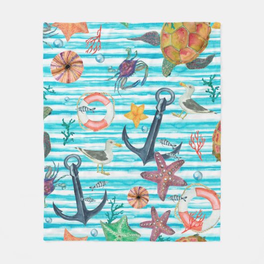 Watercolor painting seamless pattern with turtles, fleecedecke (Vorderseite)