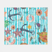 Watercolor painting seamless pattern with turtles, fleecedecke (Vorderseite (Horizontal))