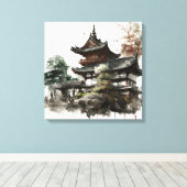 Watercolor painting style of a japanese temple leinwanddruck (Insitu (Holzboden))