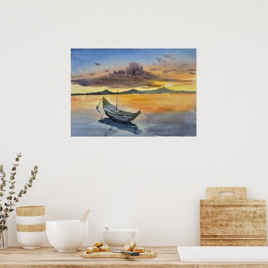 Watercolor Painting Sunset scene  Poster (Küche)