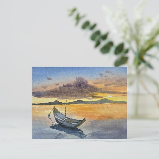 Watercolor Painting Sunset scene  Postkarte (Stehend Vorderseite)
