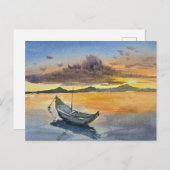 Watercolor Painting Sunset scene  Postkarte (Vorne/Hinten)