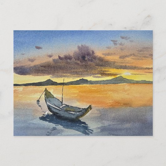 Watercolor Painting Sunset scene  Postkarte (Vorderseite)