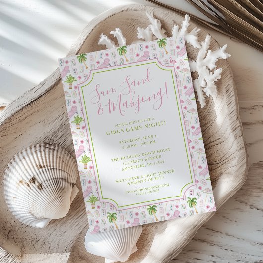 Watercolor Palm Beach Mahjong Party Einladung