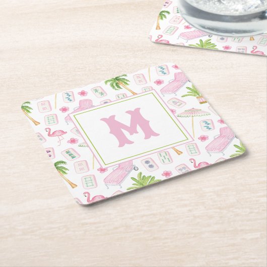 Watercolor Palm Beach Mahjong Rechteckiger Pappuntersetzer (angewinkelt)