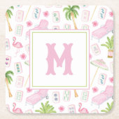 Watercolor Palm Beach Mahjong Rechteckiger Pappuntersetzer (Vorderseite)