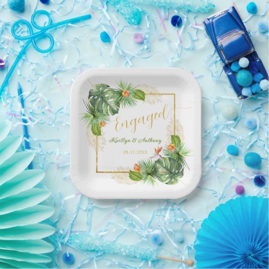 Watercolor Palm Floral Pappteller (Party)