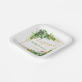 Watercolor Palm Floral Pappteller (Gewinkelt)